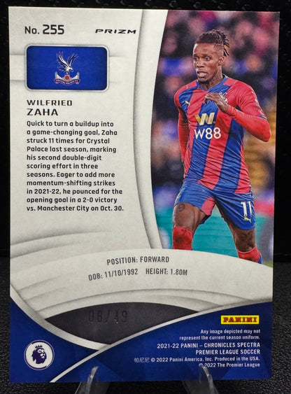 2021 - 22 Panini Chronicles Premier League Blue Spectra 255 Wilfried Zaha 08/49 - 787 Hobby House