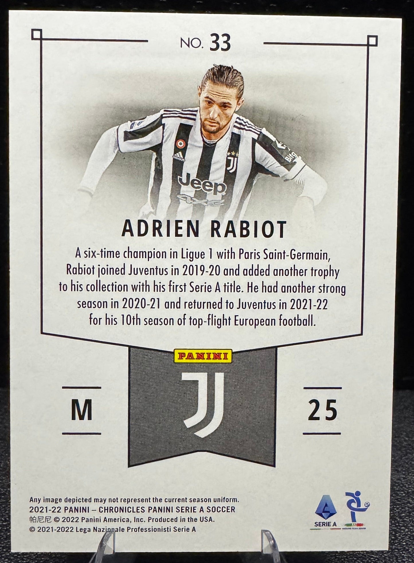 2021 - 22 Panini Chronicles Serie A Blue 33 Adrien Rabiot Juventus 83/99 - 787 Hobby House