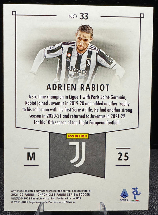 2021 - 22 Panini Chronicles Serie A Blue 33 Adrien Rabiot Juventus 83/99 - 787 Hobby House