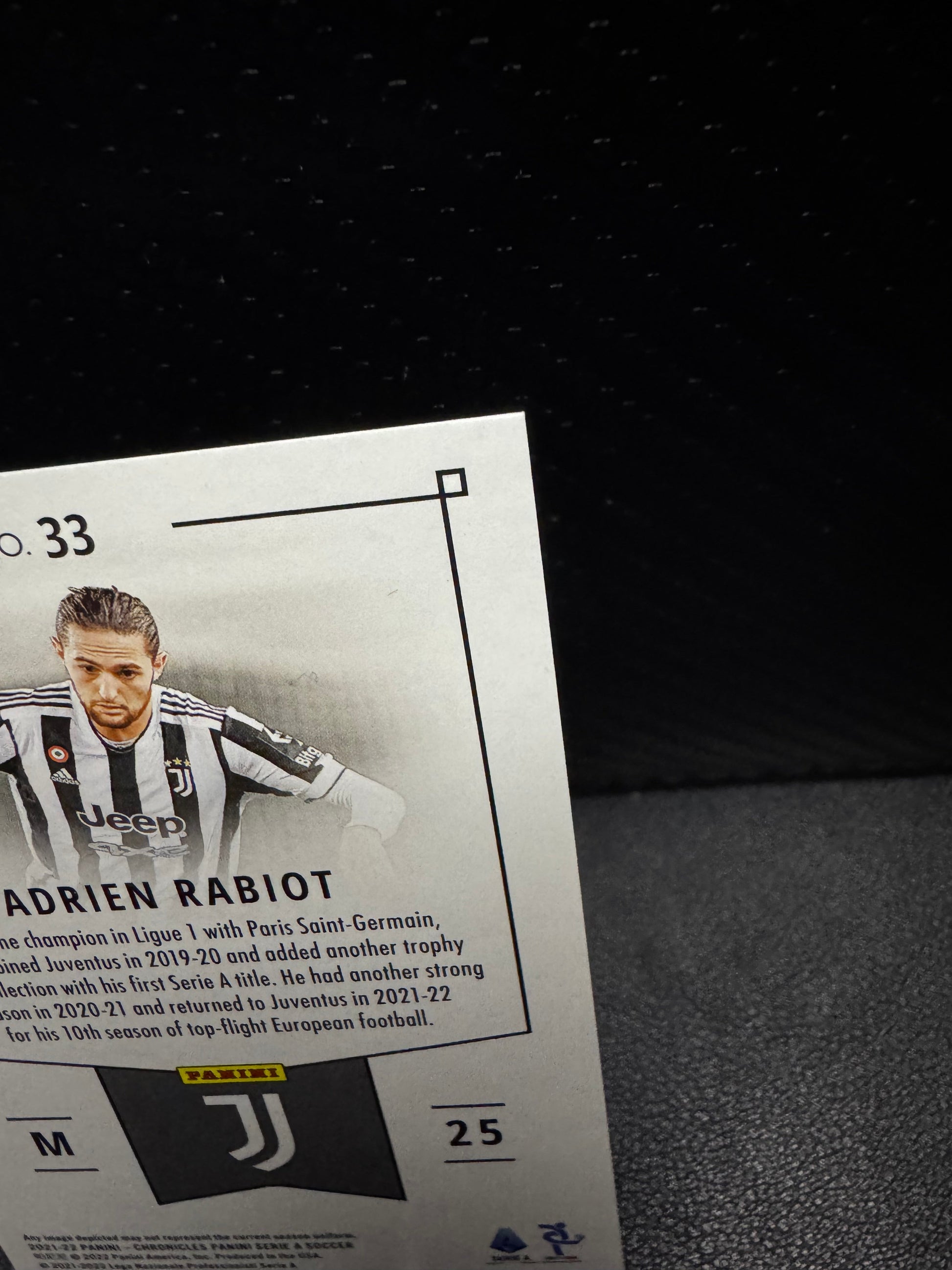 2021 - 22 Panini Chronicles Serie A Blue 33 Adrien Rabiot Juventus 83/99 - 787 Hobby House