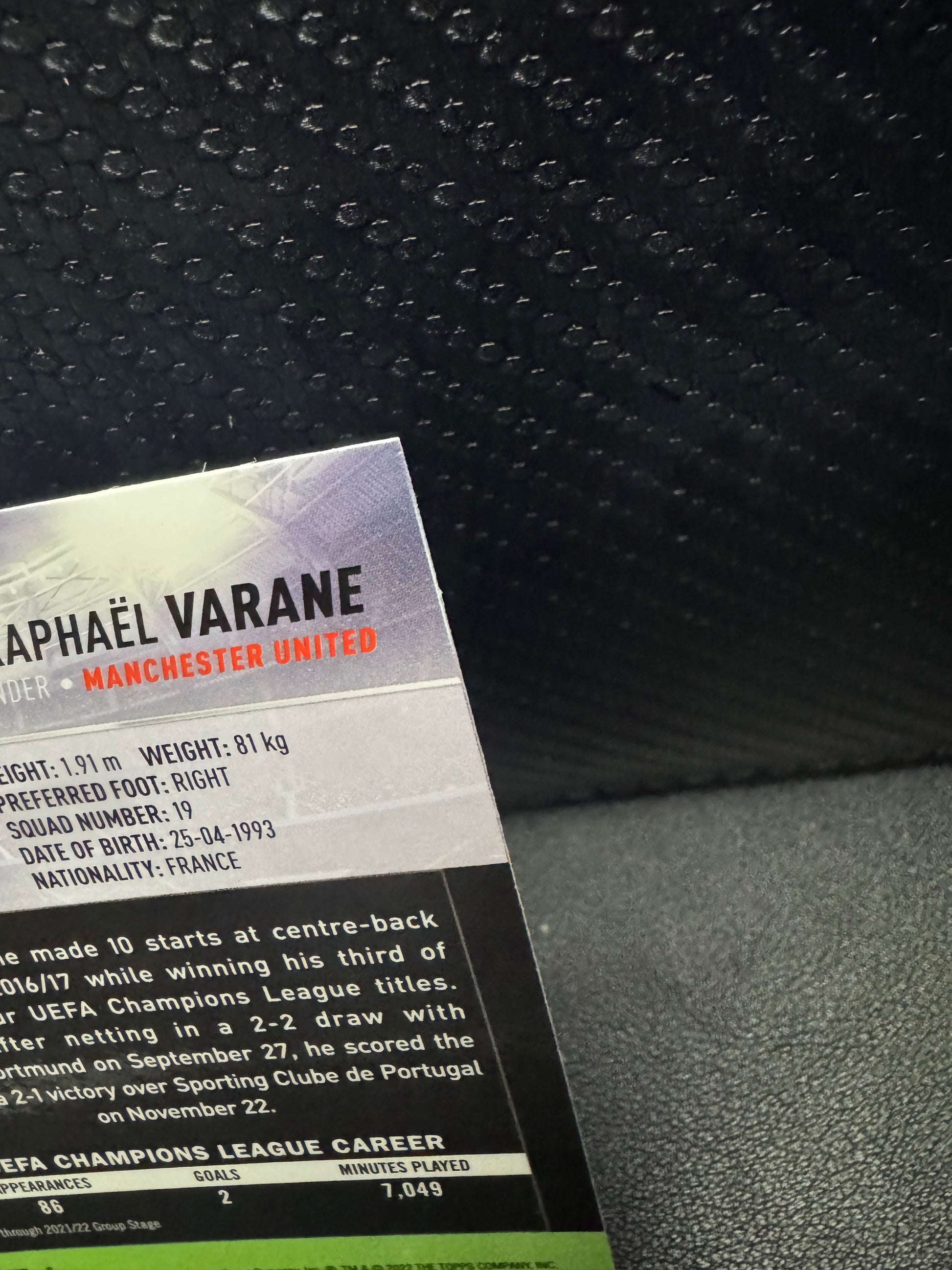 2021 - 22 Stadium Club Chrome UEFA Champions League 88 Raphael Varane - 787 Hobby House