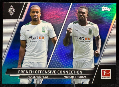 2021 - 22 Topps Bundesliga Blue Foil 198 Alassane Plea/Marcus Thuram 34/99 - 787 Hobby House