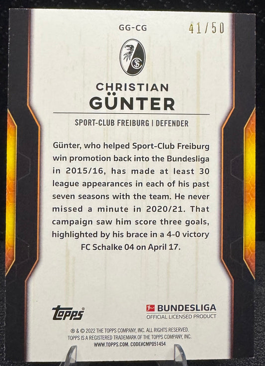 2021-22 Topps Bundesliga Golden Generation Gold Foil GGCG Christian Gunter 41/50 - 787 Hobby House