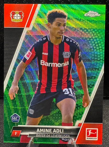 2021 - 22 Topps Chrome Bundesliga Green Wave Refractors 70 Amine Adli RC 35/99 - 787 Hobby House