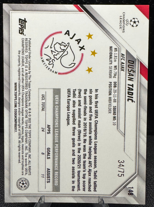 2021 - 22 Topps Chrome Sapphire UEFA Champions League Green 148 Dusan Tadic 34/75 - 787 Hobby House