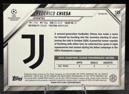 2021 - 22 Topps Chrome UEFA Champions League Refractors 195 Federico Chiesa - 787 Hobby House