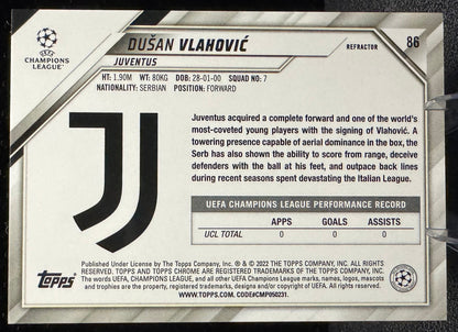 2021 - 22 Topps Chrome UEFA Champions League Refractors 86 Dusan Vlahovic - 787 Hobby House