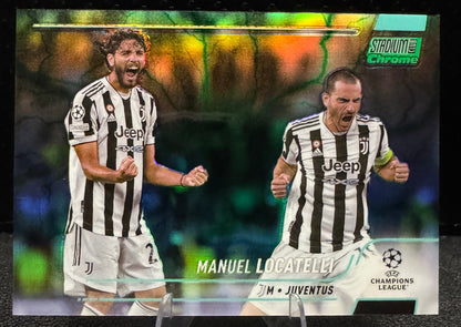 2021-22 Stadium Club Chrome UEFA Champions League Aqua Green Electric Charge #27 Manuel Locatelli 194/199
