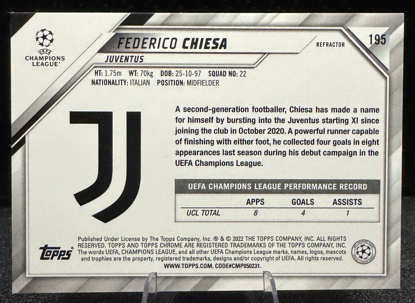 2021-22 Topps Chrome UEFA Champions League Refractors #195 Federico Chiesa