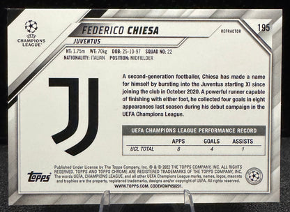 2021-22 Topps Chrome UEFA Champions League Refractors #195 Federico Chiesa