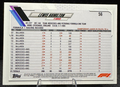 2021 Topps Chrome Formula 1 56 Lewis Hamilton Mercedes AMG - 787 Hobby House