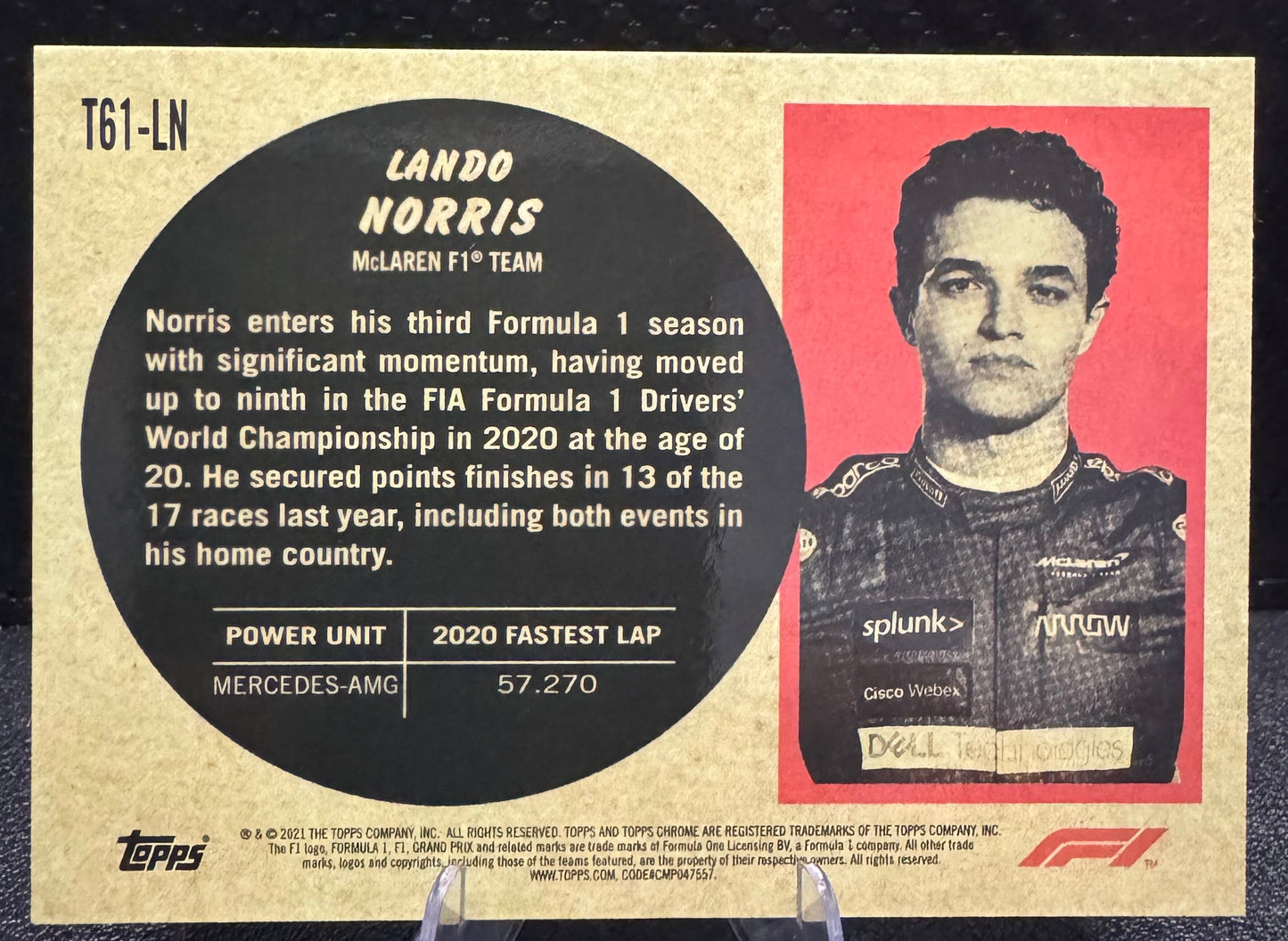 2021 Topps Chrome Formula 1 '61 Topps Sports Cars T61LN Lando Norris - 787 Hobby House
