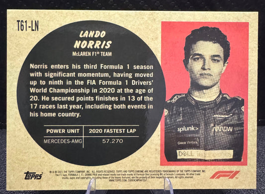 2021 Topps Chrome Formula 1 '61 Topps Sports Cars T61LN Lando Norris - 787 Hobby House