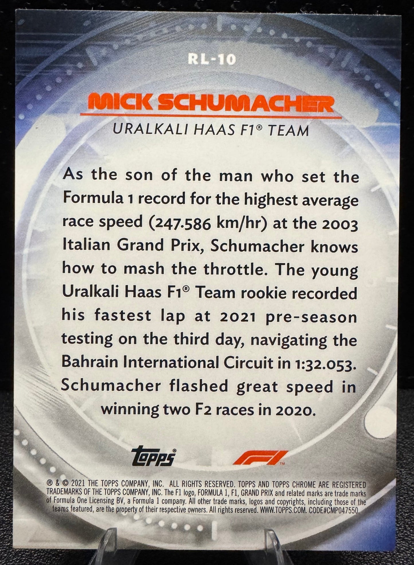 2021 Topps Chrome Formula 1 Red Liners RL10 Mick Schumacher RC - 787 Hobby House