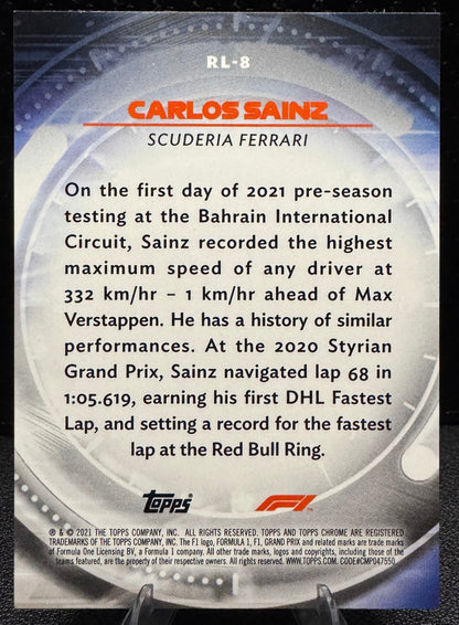 2021 Topps Chrome Formula 1 Red Liners RL8 Carlos Sainz - 787 Hobby House