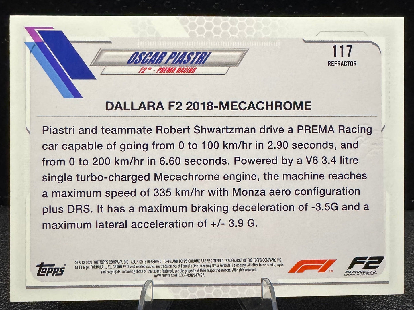 2021 Topps Chrome Formula 1 Refractors 117 Oscar Piastri/F2 Cars - 787 Hobby House