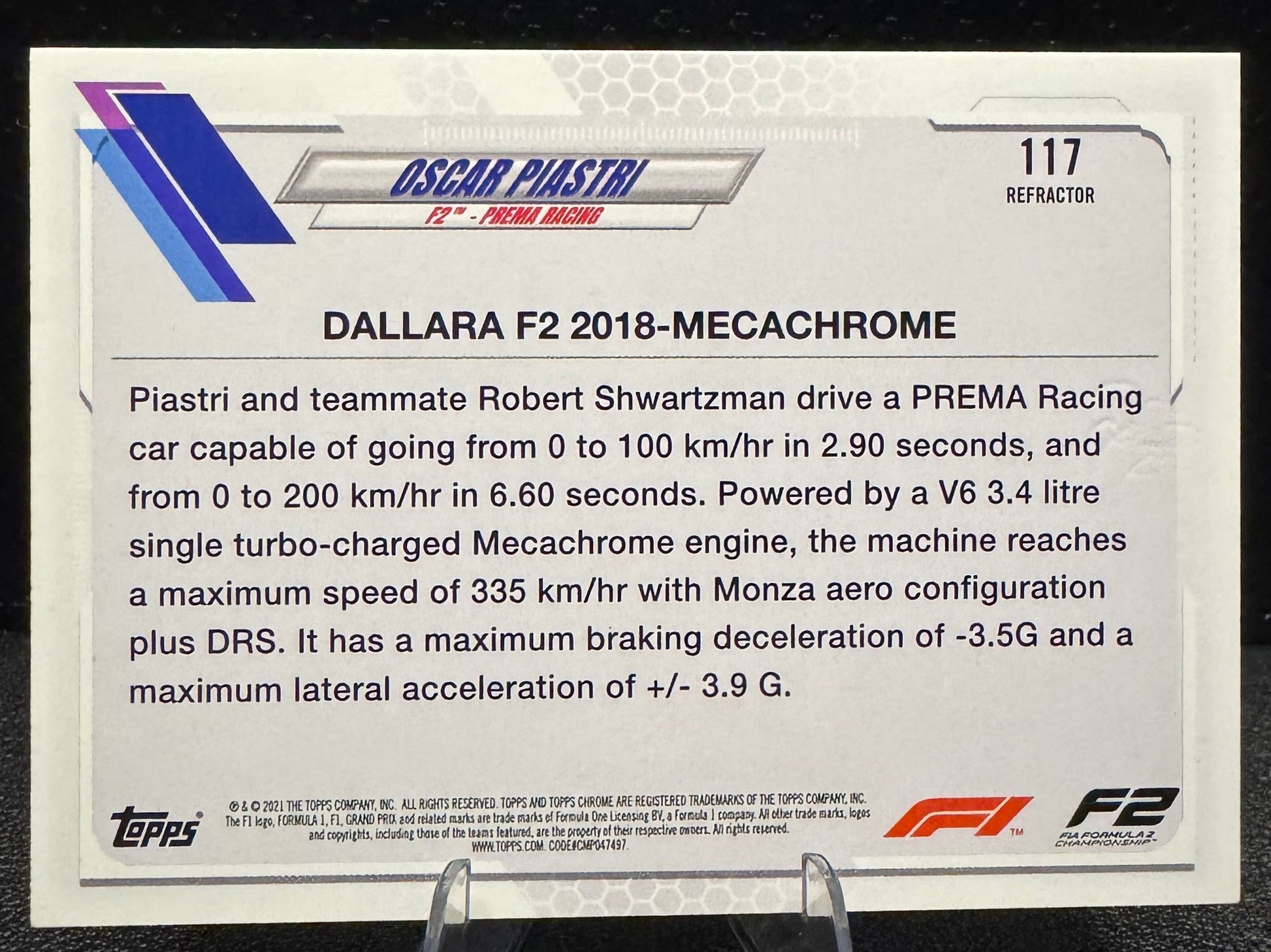 2021 Topps Chrome Formula 1 Refractors 117 Oscar Piastri/F2 Cars - 787 Hobby House