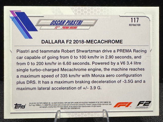 2021 Topps Chrome Formula 1 Refractors 117 Oscar Piastri/F2 Cars - 787 Hobby House