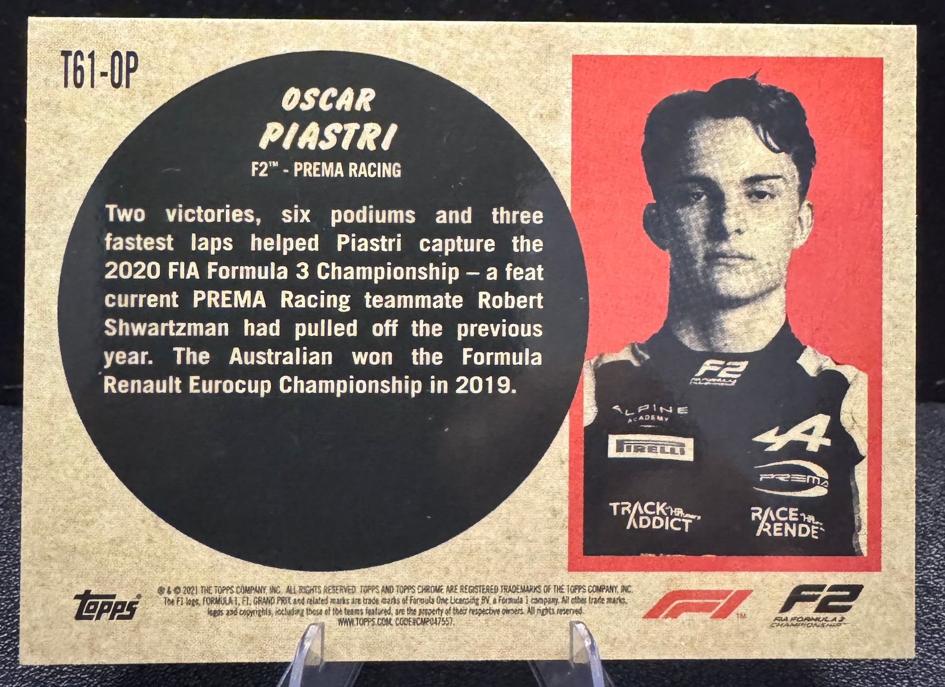 2021 Topps Chrome Formula 1 '61 Topps Sports Cars #T61OP Oscar Piastri