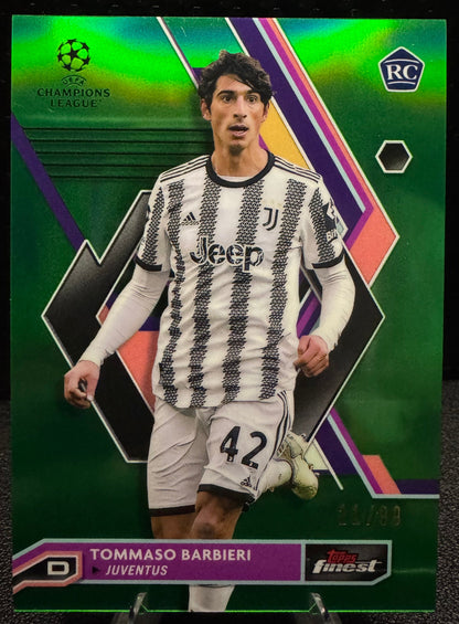 2022 - 23 Finest UEFA Club Competitions Green Refractors 149 Tommaso Barbieri RC - 787 Hobby House