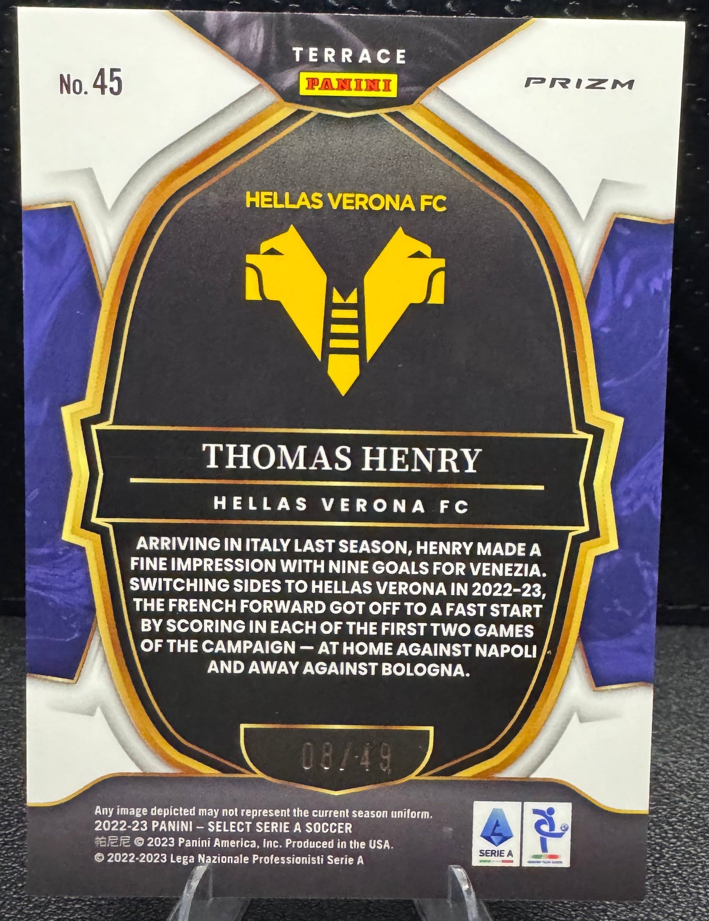 2022 - 23 Select Serie A Purple 45 Thomas Henry 8/49 - 787 Hobby House
