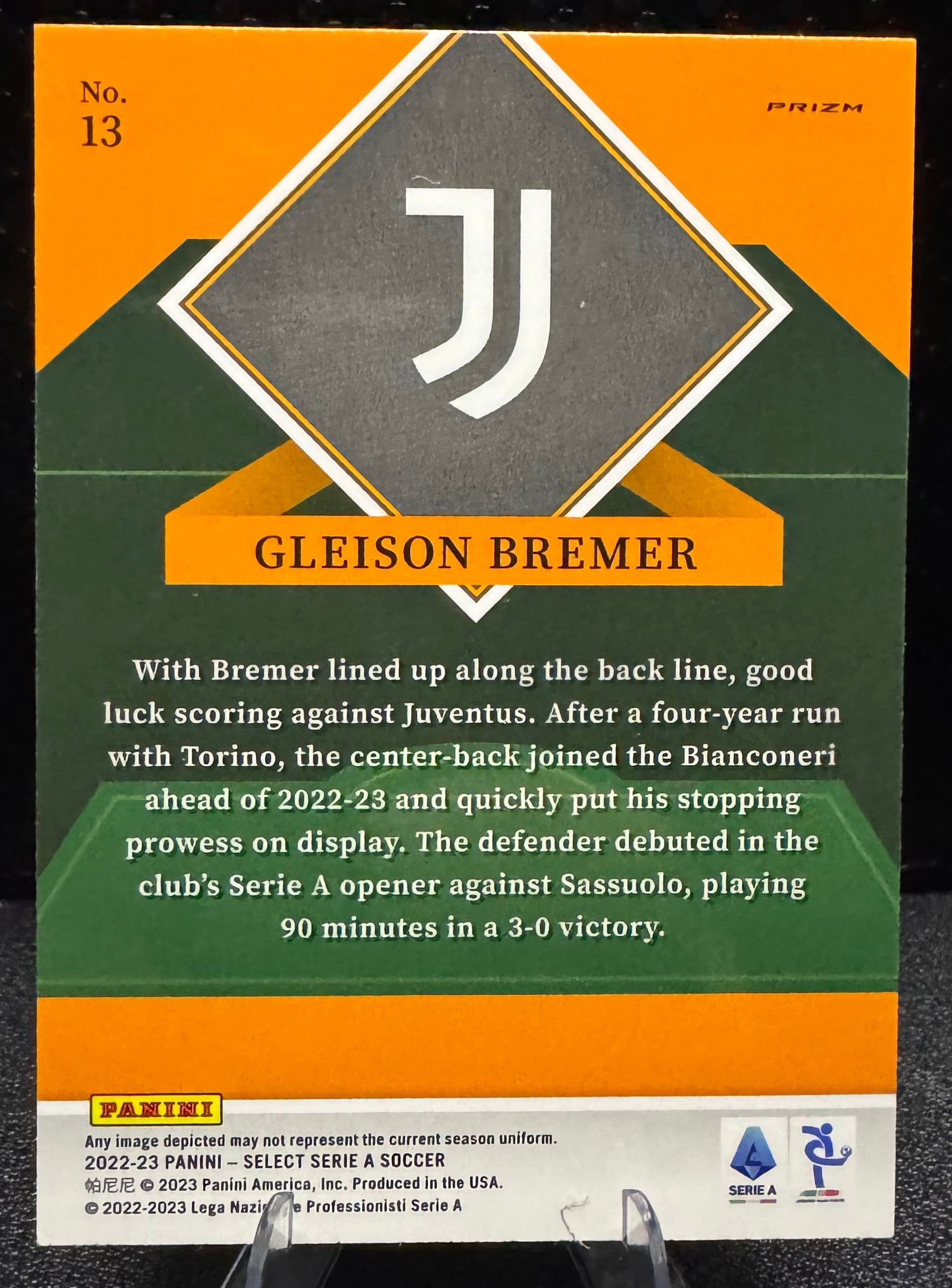 2022 - 23 Select Serie A Select Stars 13 Gleison Bremer Juventus - 787 Hobby House