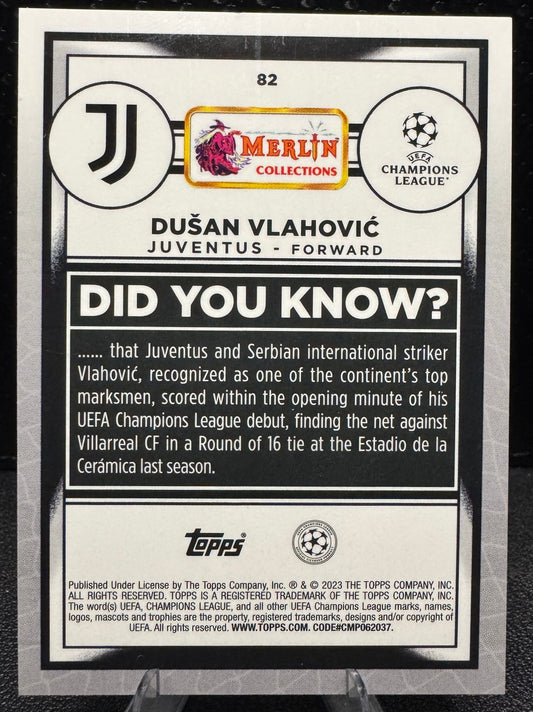 2022 - 23 Topps Merlin UEFA Atomic Refractors 82 Dusan Vlahovic 17/250 Juventus - 787 Hobby House