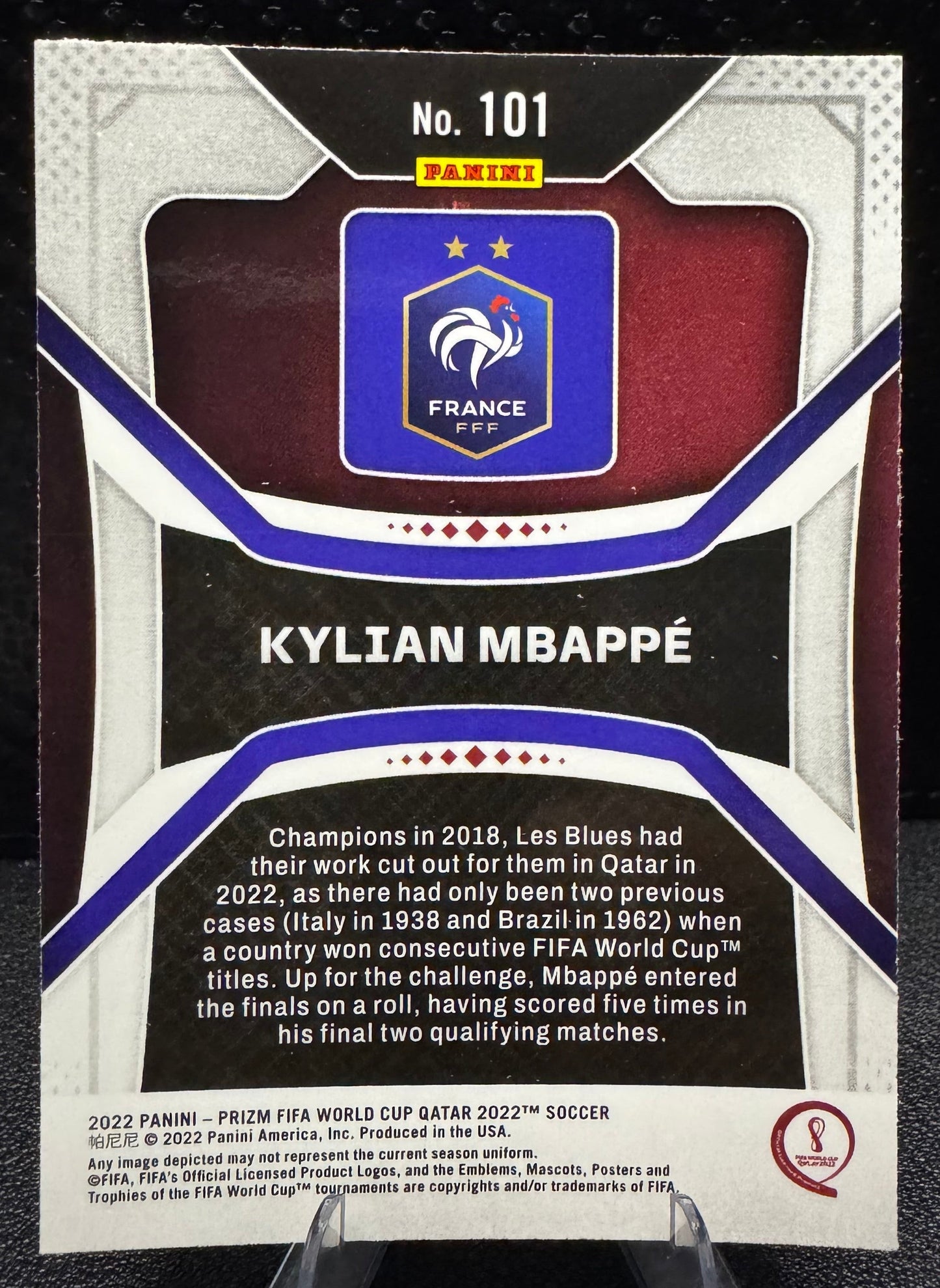 2022 Panini Prizm World Cup Qatar 101 Kylian Mbappe France - 787 Hobby House