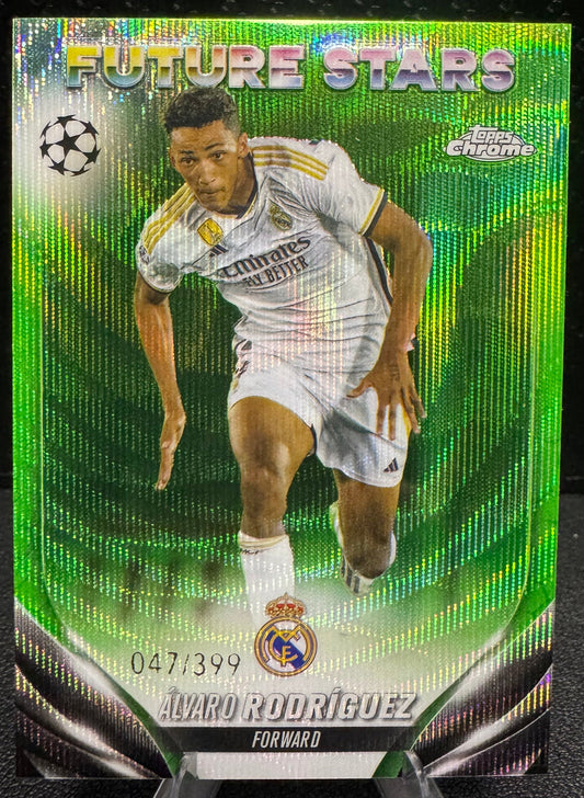 2023-24 Chrome UEFA Club Competitions 134 Álvaro Rodríguez Neon Green 47/399 - 787 Hobby House