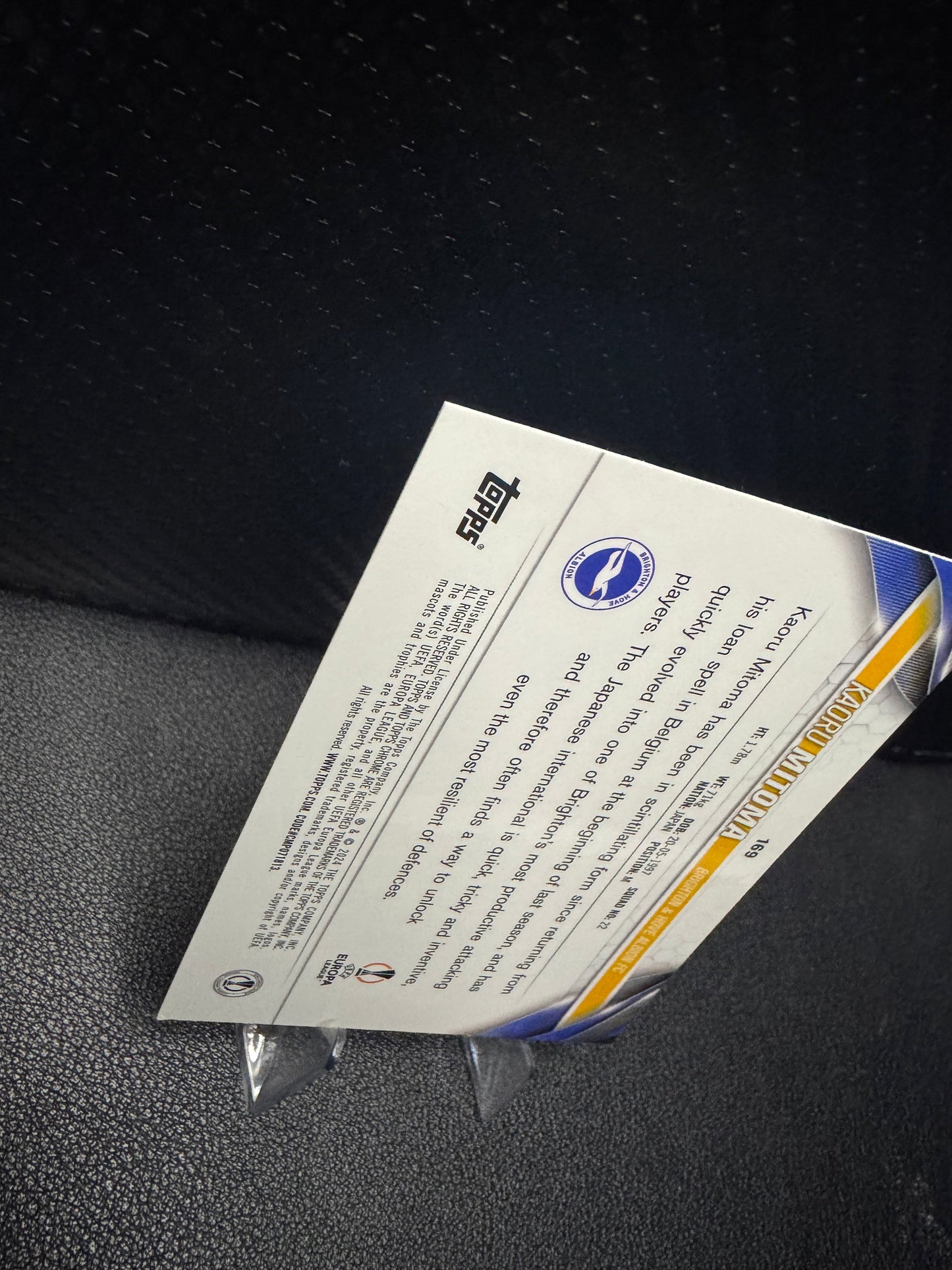 2023 - 24 Chrome UEFA Club Competitions 169 Kaoru Mitoma Aqua Prism Refractor Brighton & Hove Abion FC - 787 Hobby House