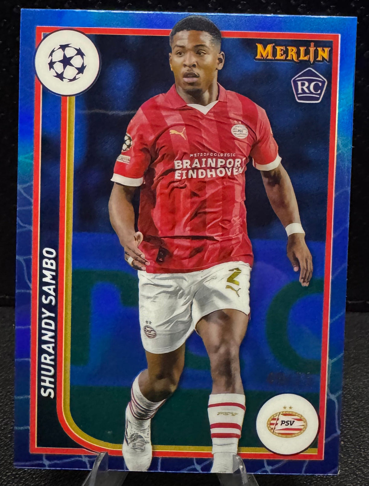 2023-24 Merlin UEFA Club Competitions Blue Refractors 98 Shurandy Sambo RC 49/75 - 787 Hobby House