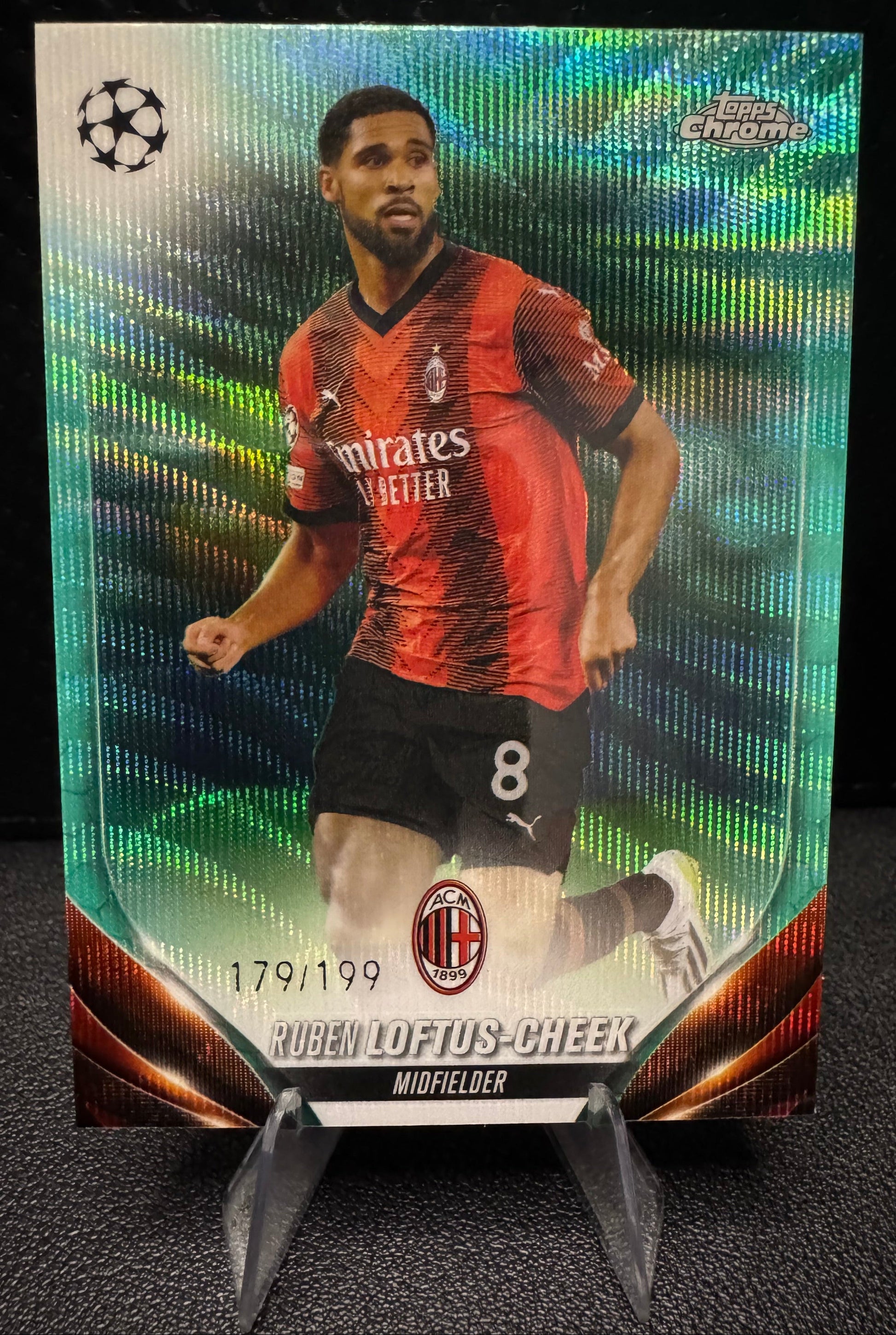 2023 - 24 Topps Chrome UEFA 65 Ruben Loftus - Cheek Aqua Wave Refractor 179/199 AC Milan - 787 Hobby House