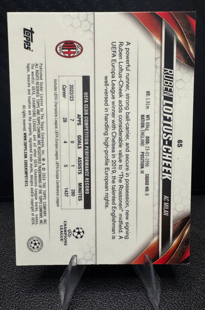 2023 - 24 Topps Chrome UEFA 65 Ruben Loftus - Cheek Aqua Wave Refractor 179/199 AC Milan - 787 Hobby House