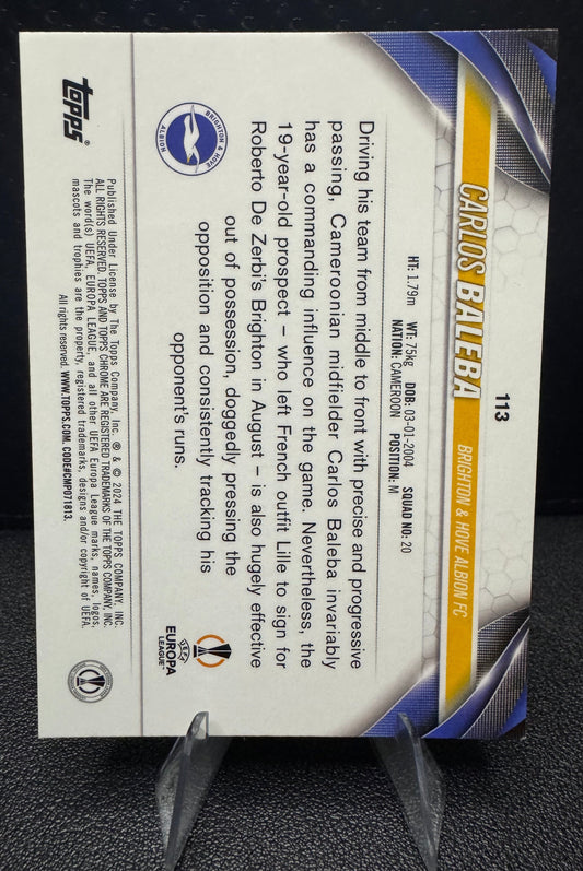 2023 - 24 Topps Chrome UEFA Club Competitions 113 Carlos Baleba RC Brighton & Hove Albio FC - 787 Hobby House