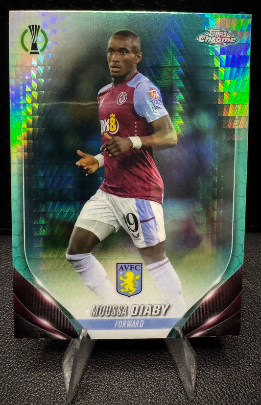 2023 - 24 Topps Chrome UEFA Club Competitions 116 Moussa Diaby Aqua Prism Refractor Aston Villa - 787 Hobby House