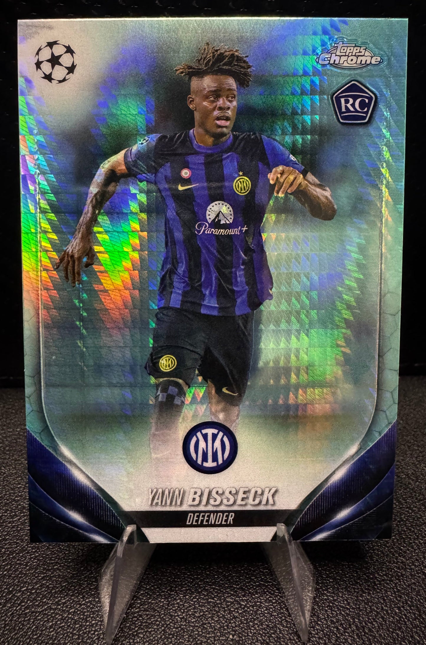 2023 - 24 Topps Chrome UEFA Club Competitions 120 Yann Bisseck Aqua Prism Refractor RC FC Internazionale Milano - 787 Hobby House