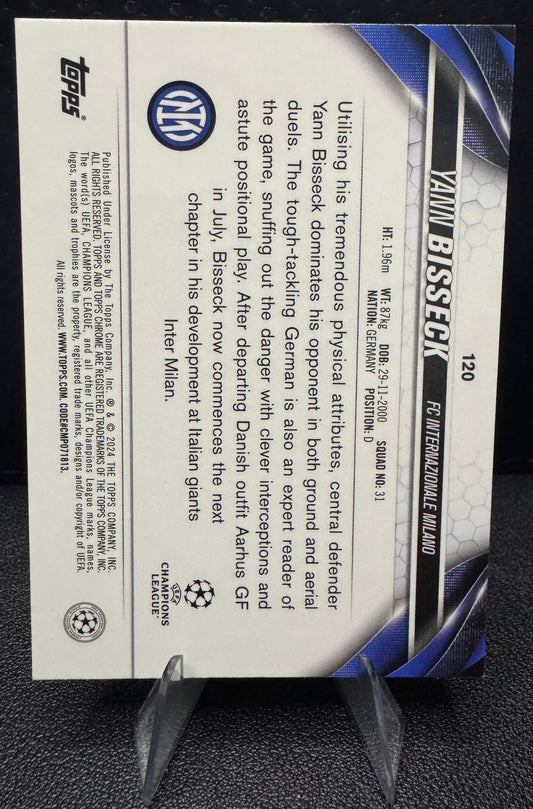 2023 - 24 Topps Chrome UEFA Club Competitions 120 Yann Bisseck Aqua Prism Refractor RC FC Internazionale Milano - 787 Hobby House