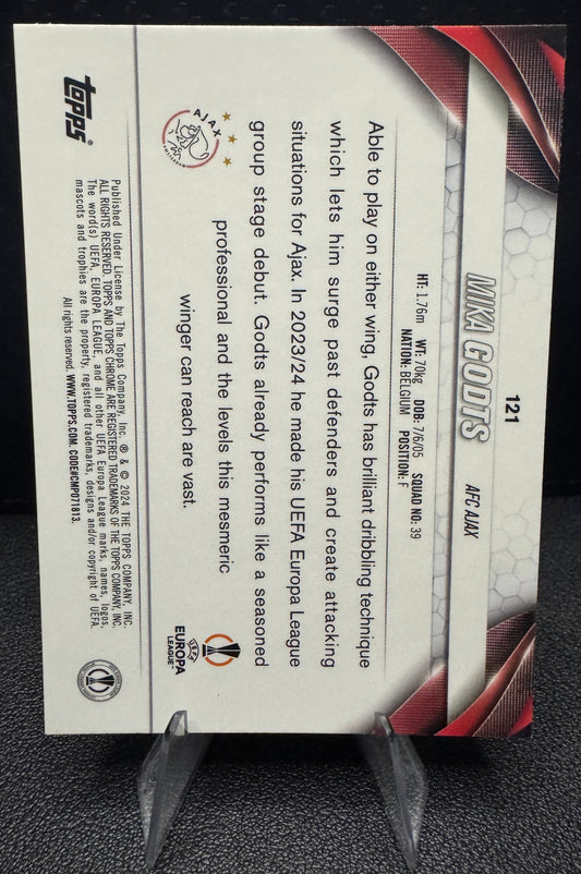 2023 - 24 Topps Chrome UEFA Club Competitions 121 Mika Godts RC AFC Ajax - 787 Hobby House