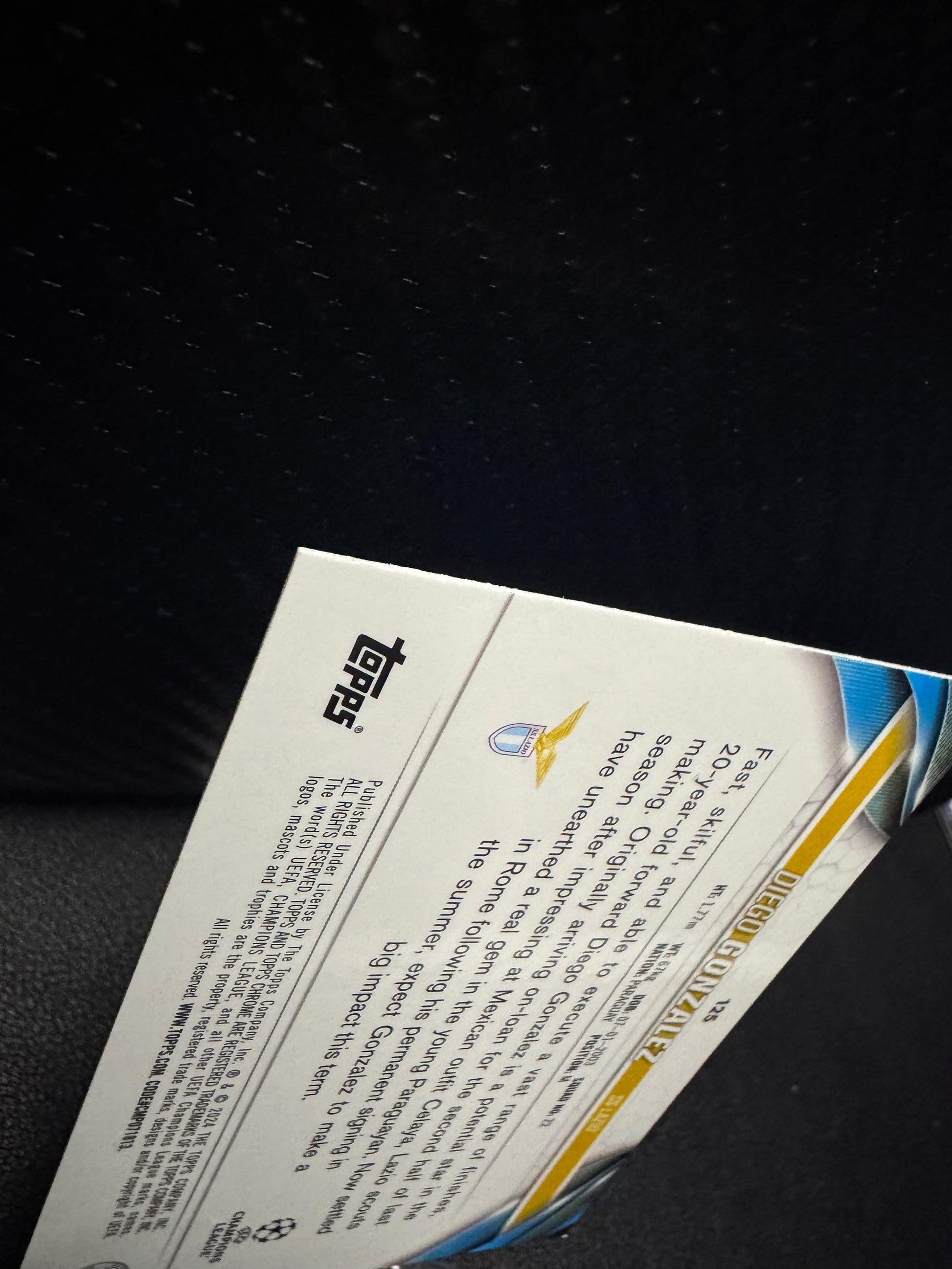 2023 - 24 Topps Chrome UEFA Club Competitions 125 Diego González RC Aqua Prism Refractor SS Lazio - 787 Hobby House