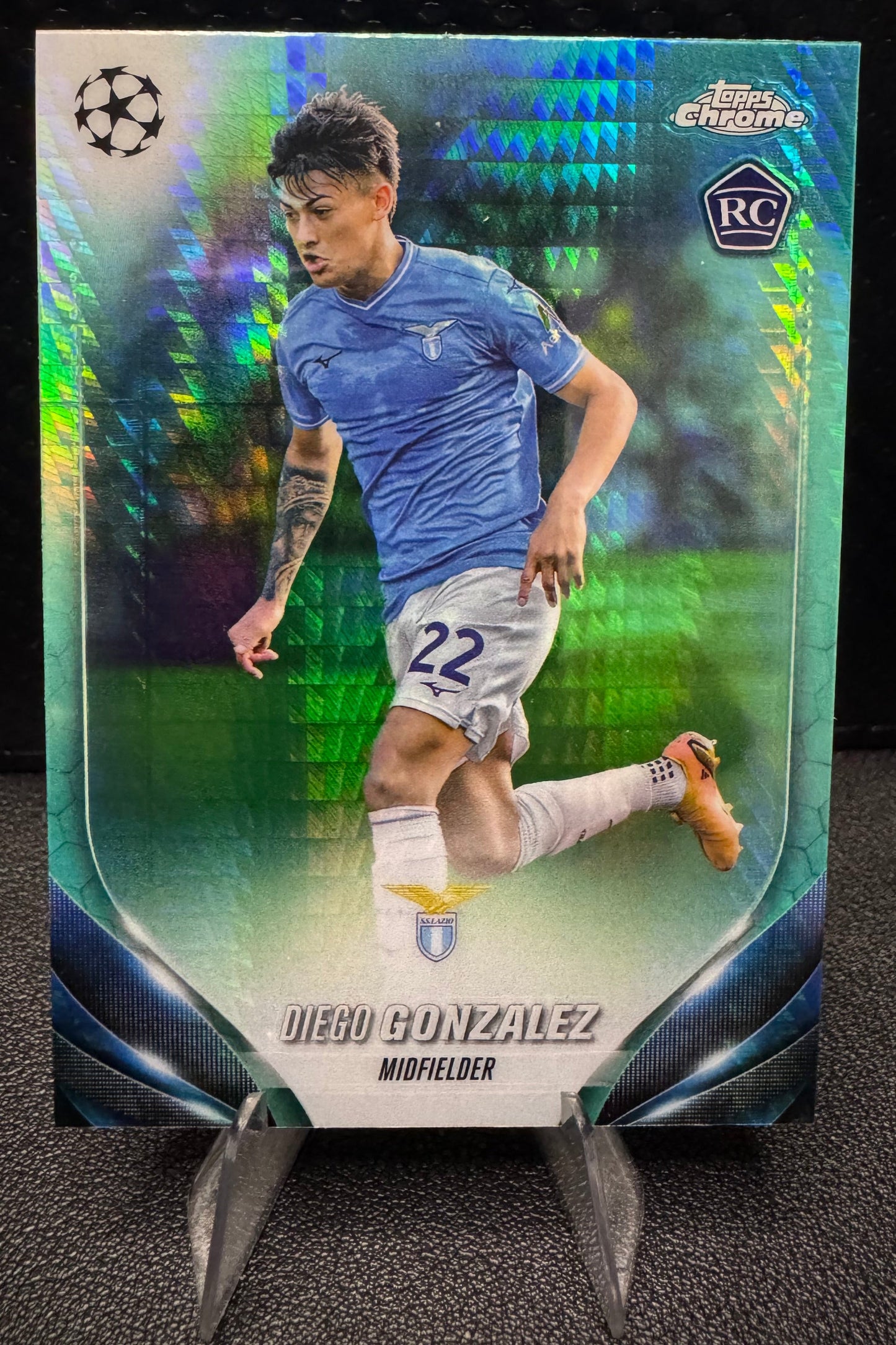2023 - 24 Topps Chrome UEFA Club Competitions 125 Diego González RC Aqua Prism Refractor SS Lazio - 787 Hobby House