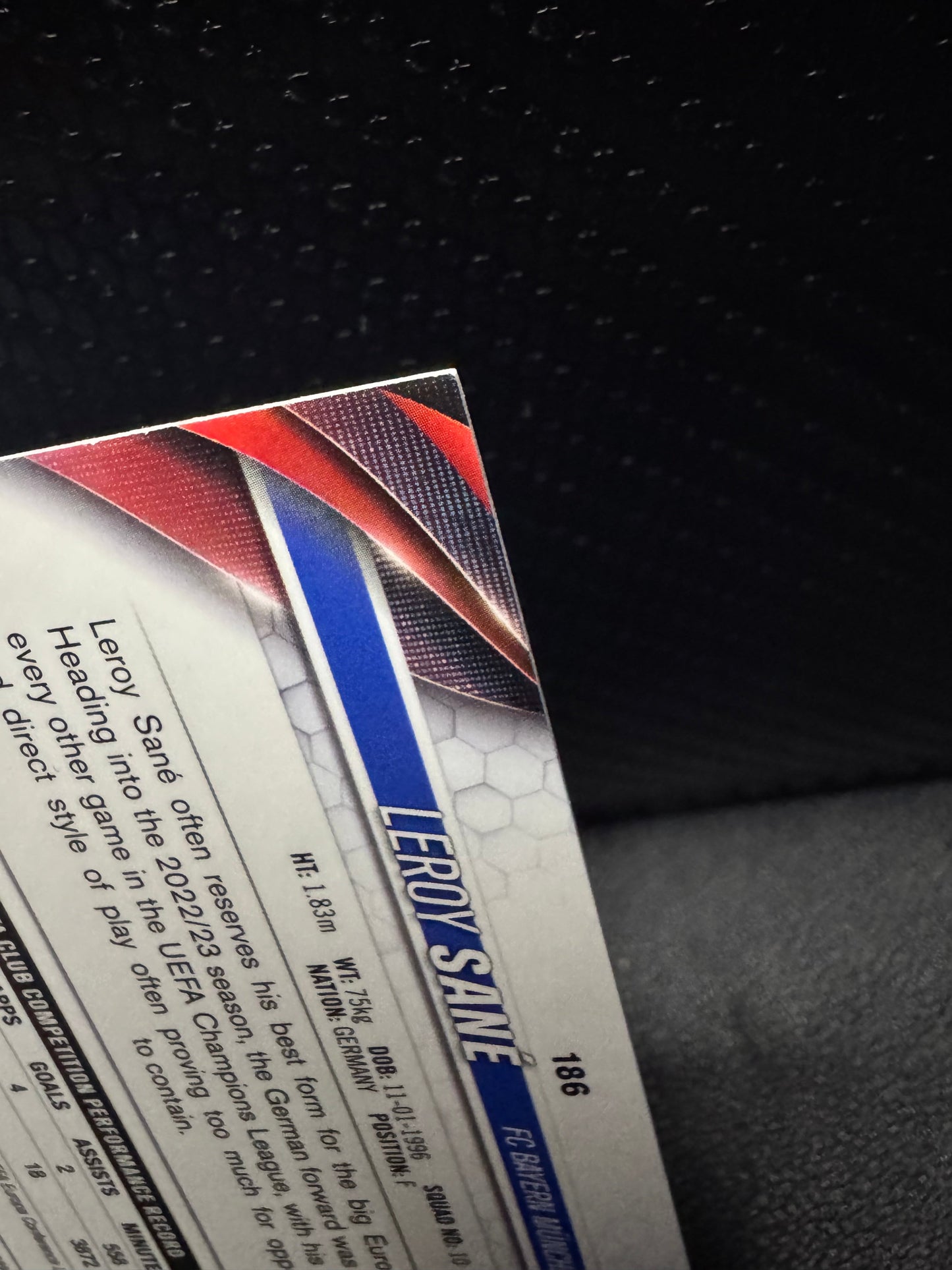 2023 - 24 Topps Chrome UEFA Club Competitions 186 Leroy Sané Aqua Prism Refractor FC Bayern Munchen - 787 Hobby House