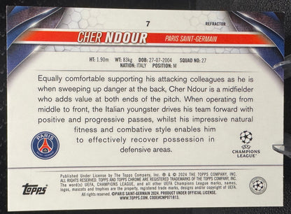 2023-24 Topps Chrome UEFA Club Competitions Future Stars 7 Cher Ndour - 787 Hobby House