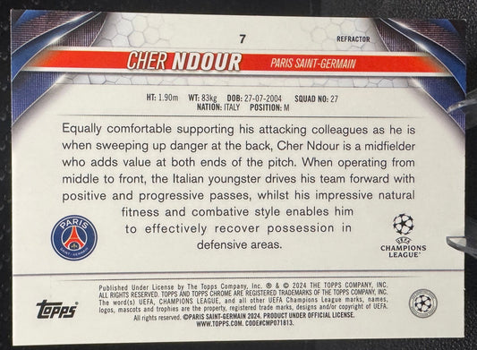 2023-24 Topps Chrome UEFA Club Competitions Future Stars 7 Cher Ndour - 787 Hobby House