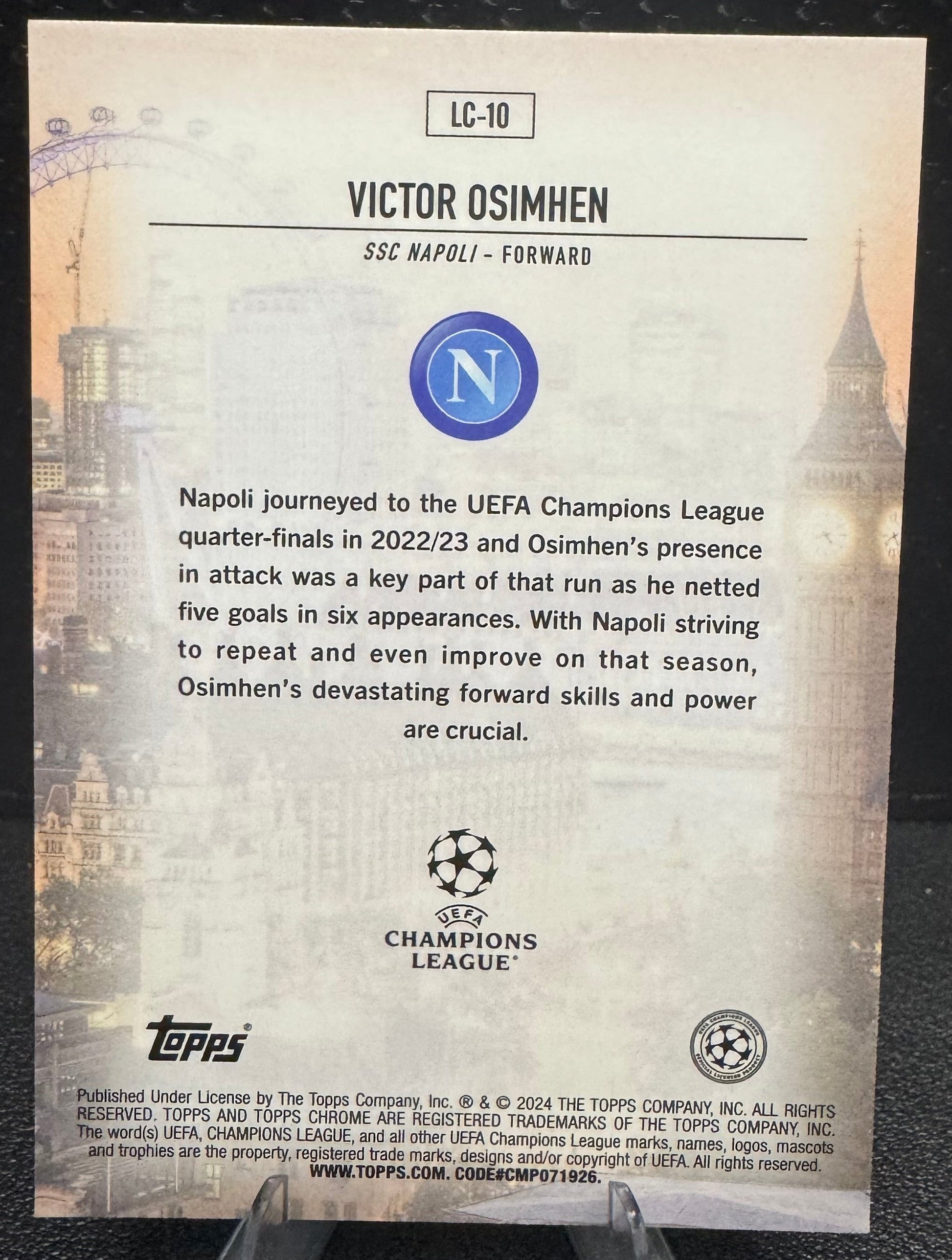 2023-24 Topps Chrome UEFA Club Competitions London CallingLC-10 Victor Osimhen - 787 Hobby House