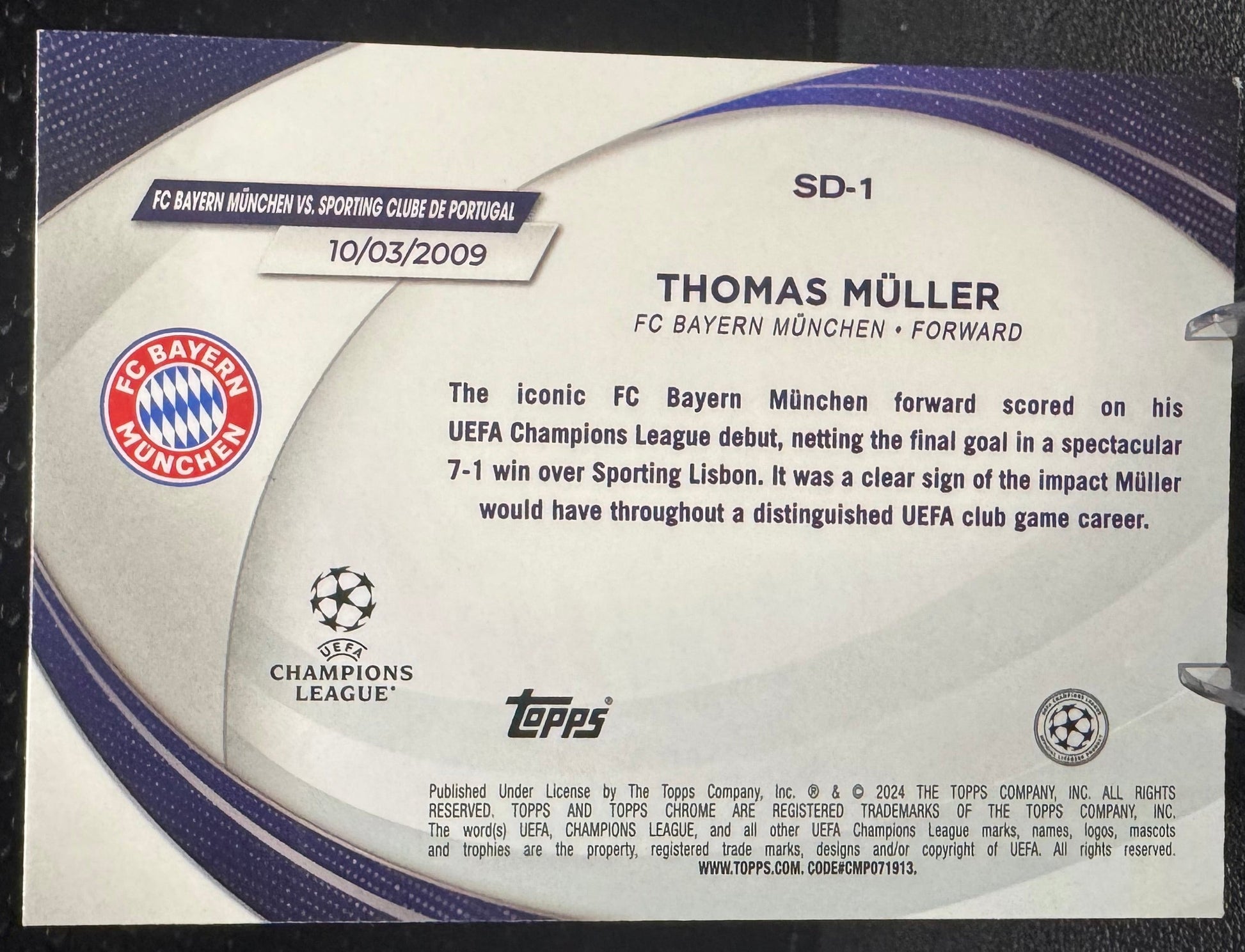 2023-24 Topps Chrome UEFA Club Competitions Starball Debuts SD-1 Thomas Müller - 787 Hobby House