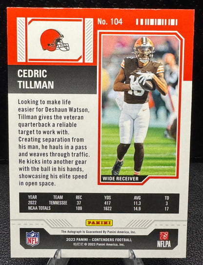 2023 Panini Contenders Rookie Ticket Variation Autographs 104 Cedric Tillman RC AU - 787 Hobby House