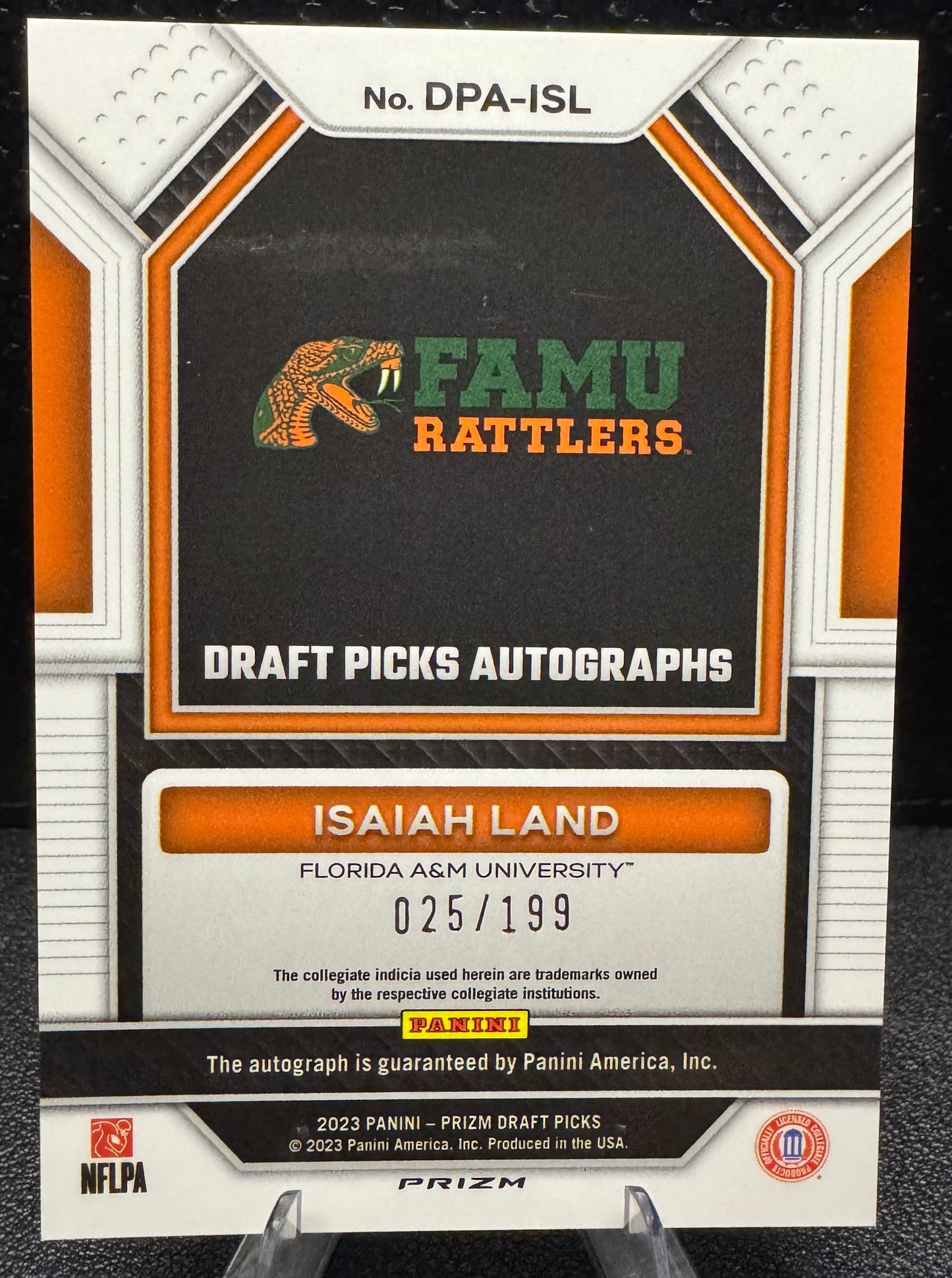 2023 Panini Prizm Draft Picks Draft Picks Autographs Red 93 Isaiah Land 25/199 - 787 Hobby House