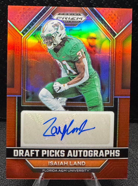 2023 Panini Prizm Draft Picks Draft Picks Autographs Red 93 Isaiah Land 25/199 - 787 Hobby House