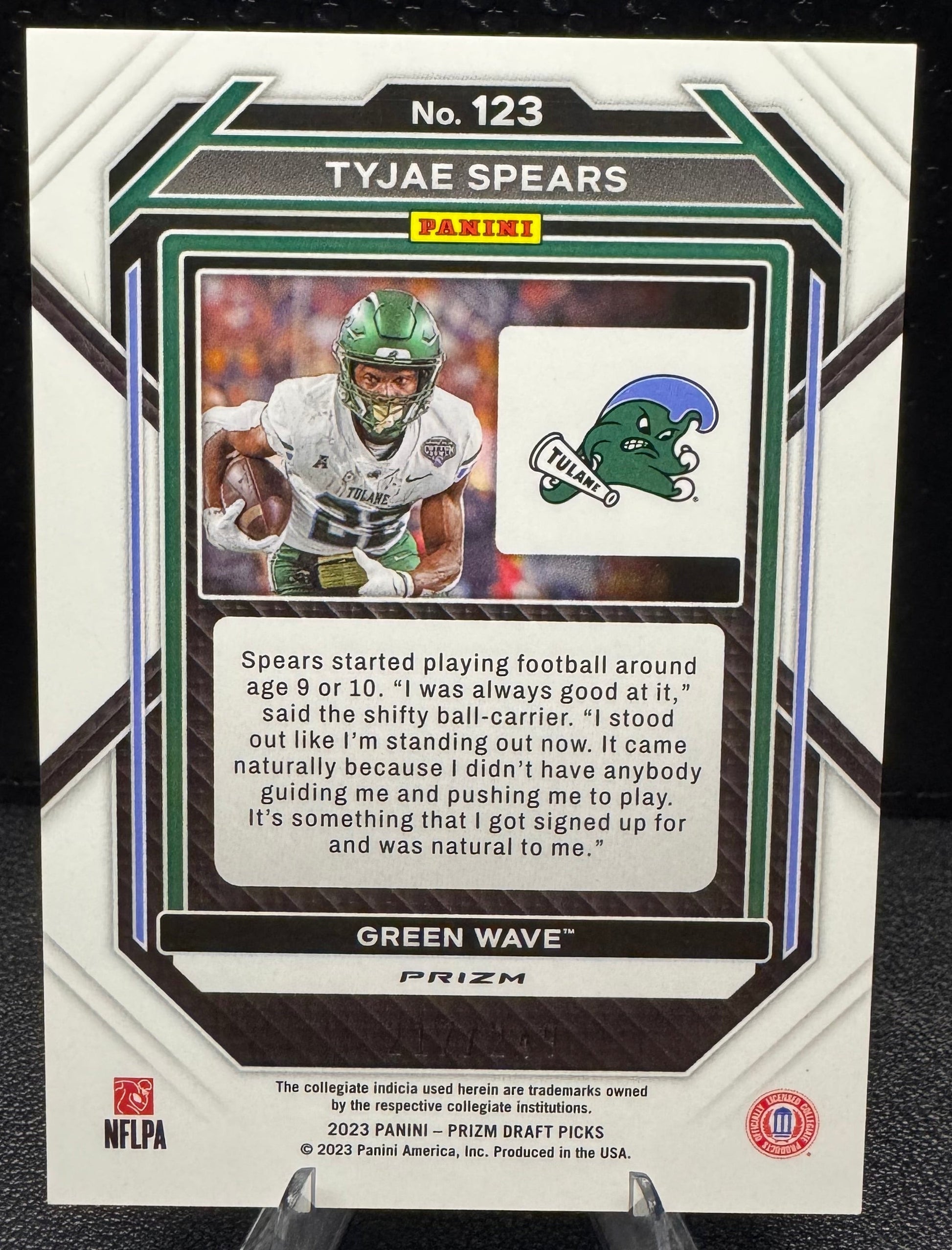 2023 Panini Prizm Draft Picks Prizms Blue Wave 123 Tyjae Spears RC 217/249 - 787 Hobby House