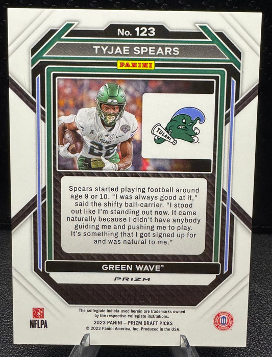 2023 Panini Prizm Draft Picks Prizms Blue Wave 123 Tyjae Spears RC 217/249 - 787 Hobby House